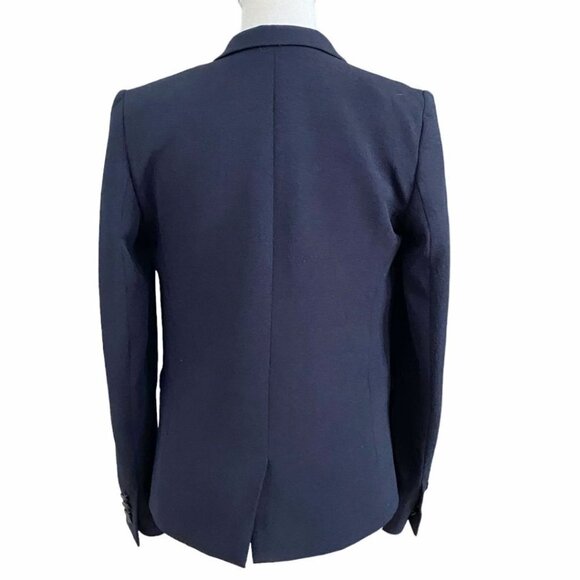 THE KOOPLES NAVY BLACK LEATHER COLLAR SINGLE BREASTED BLAZER - 4 - Picture 3 of 10
